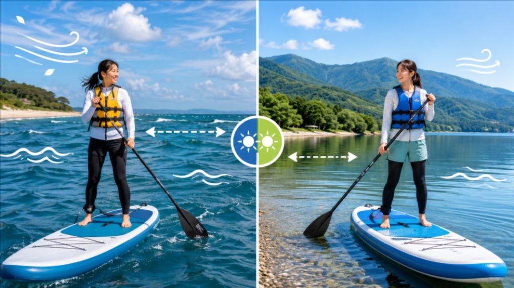 海SUP・湖SUPの初心者向け比較
