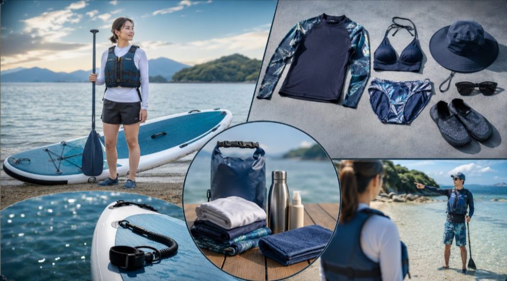 SUP初心者が体験前に確認したい服装、持ち物、安全装備
